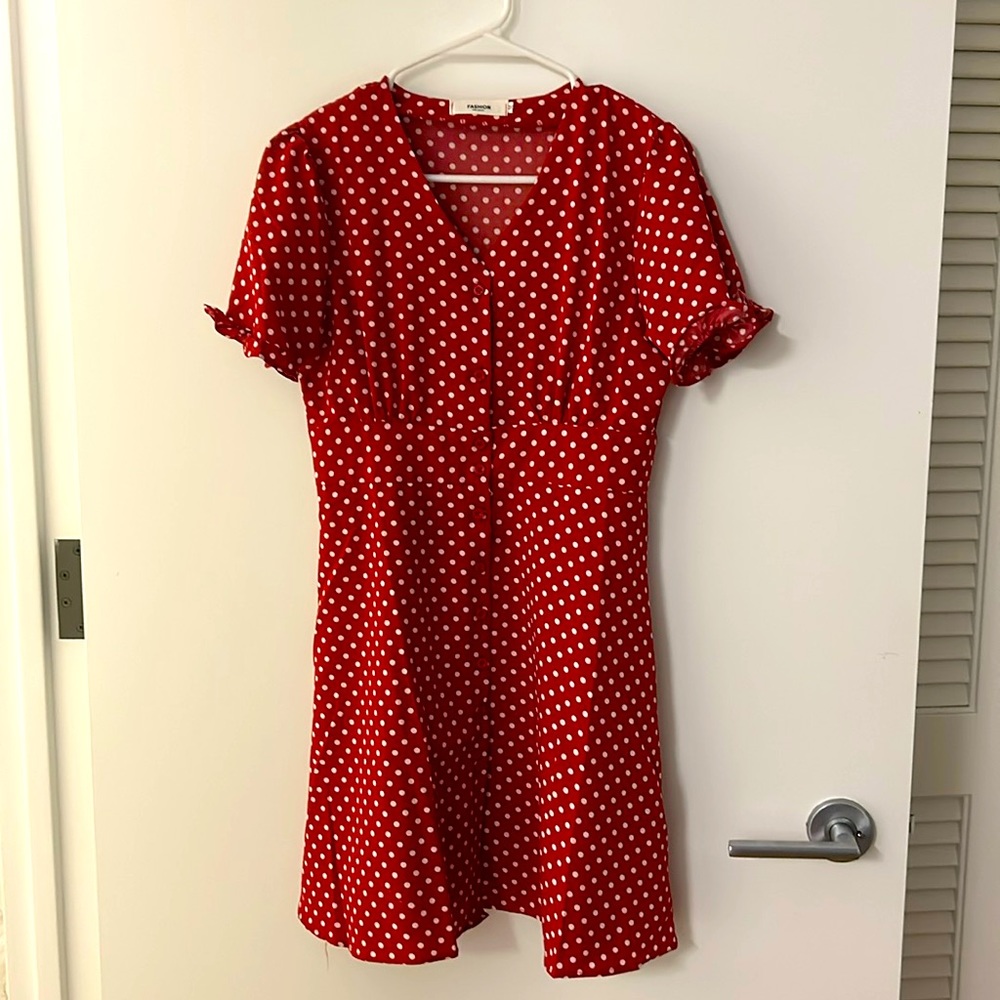 LIKE NEW - red polka dot dress!